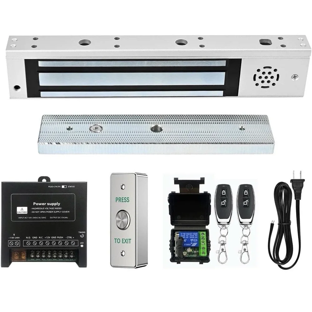 Door Access Control System Inswinging 600Lbs Magnetic Lock Kit Build-In Alarm Be